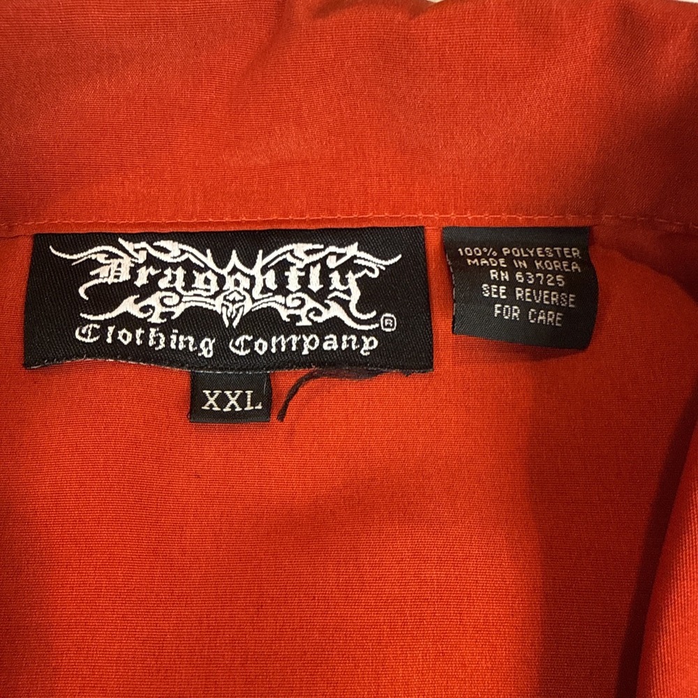 Dragonfly Clothing Dragon Tribal Vintage Y2k Camp Shirt Men's XXL Orange Red - Picture 2 of 4